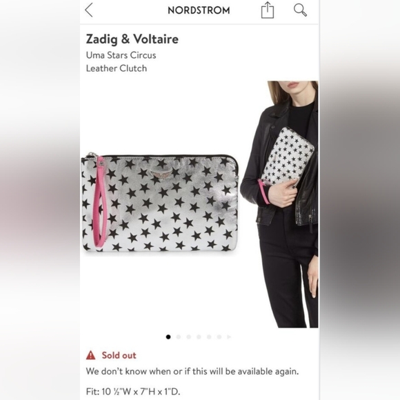 Zadig Voltaire | Uma Star Circus Wallet /Star Patterned Silver and Black Clutch - Picture 1 of 4